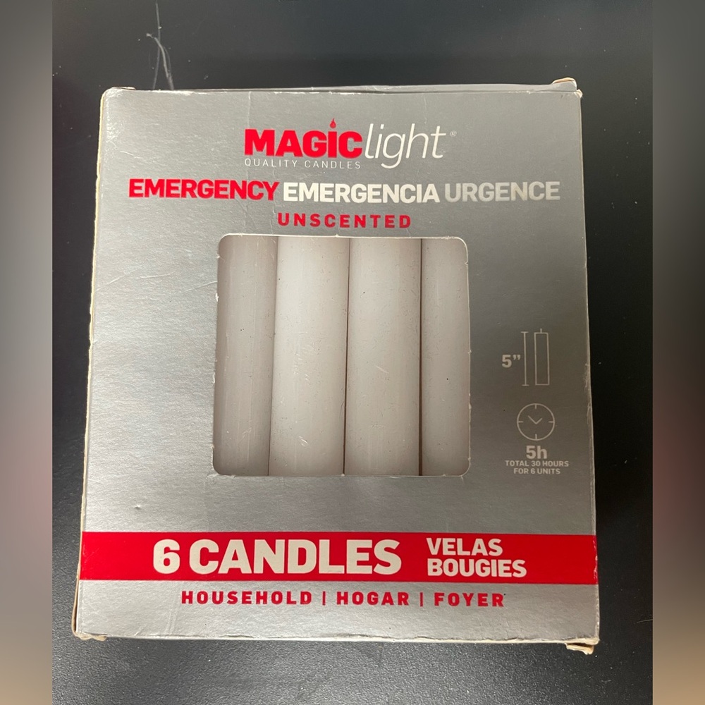 White Emergency Candles - 6 Pack
